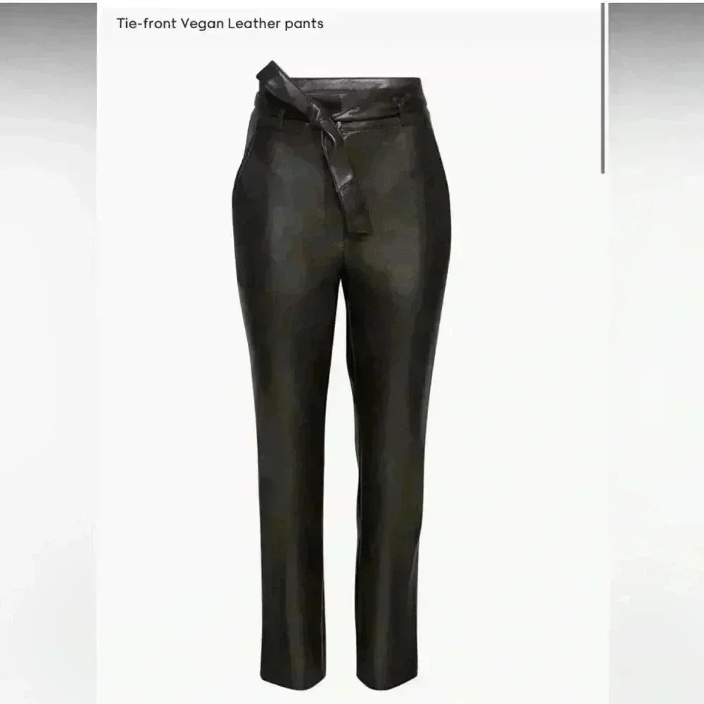Aritzia Babaton Tie-Front Vegan Leather Pants Womens Size 2